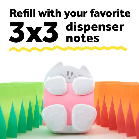 Cat Themed Pop Up Sticky Note Dispenser With 3x3 Pink Notes 45 Sheets Easy Refill Cute Desk Organizer For Home Office
