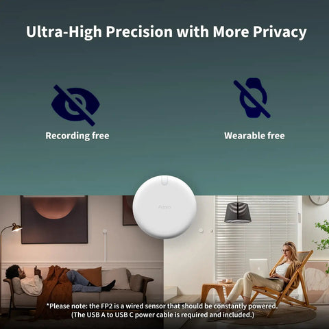 Presence Sensor FP2 MmWave Radar Motion Sensor With Zone Positioning Multi Person Fall Detection, privacy and convenience features