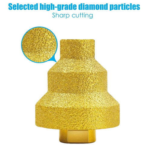 Front view: 2-pack diamond brazed step drill bits with M10 thread for angle grinder and drill, for tile, stone, ceramics.