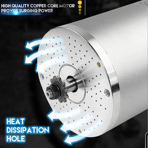 Beefy 72V 3000W Brushless DC Motor With Temperature Sensor And Real Time Thermal Monitoring showcasing cooling holes