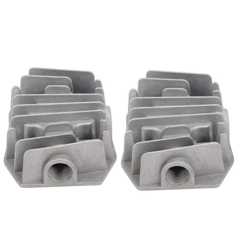 2 Pack Aluminum Air Compressor Cylinder Heads For 4/3/5P, 48mm By 72mm, Pneumatic Drive, Dual Heads, Cast Aluminum With Cooling Cover