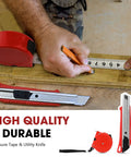68 Piece General Household Tool Set With Ergonomic Hand Tools For DIY Home And Auto Repairs In A Durable Carrying Toolbox Case Essential For Quick Fixes Solid Furniture Assembly And Everyday Maintenance, includes utility knife and measuring tape.