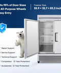 54 Inch Stainless Steel Upright Double Door Commercial Freezer Frost Free 49 Cu Ft Reach In For Restaurant Garage Or Industrial Kitchen With Cubigel Compressor And Energy Savings Up To 40 Percent.