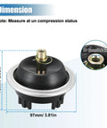 Front view of a 4WD differential vacuum actuator; black plastic housing with metal mounting ring, 97mm long.