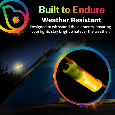 LED Tent String Lights For Guylines 4 Pack Bright Green Camping Lights for Tents at night with weather-resistant design