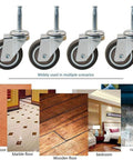 2 Inch Rubber Swivel Caster Wheels Set Of Four With Grip Neck Stem Sockets for various floor types and furniture use
