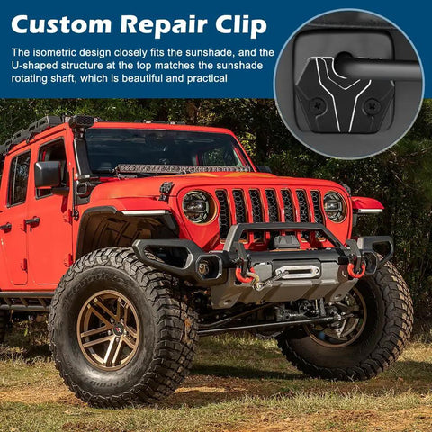 Sun Visor Repair Kit For Dodge Ram 1500 Trucks 2018 2019 2020 2021 2022 Visor Clip Replacement Custom Fit Repair Clips For Ram Interior Car Accessories, shown with close-up inset of visor clip.