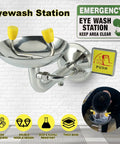 Wall Mounted Emergency Eye Wash Station Kit With Double Nozzles Stainless Steel Irrigation System Internal Filtration Durable