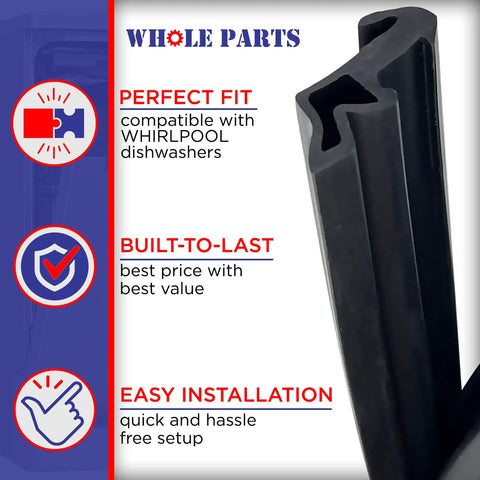 Upgraded Dishwasher Door Gasket Seal Replacement W11196317 For Most 24 Inch Dishwashers with installation benefits listed