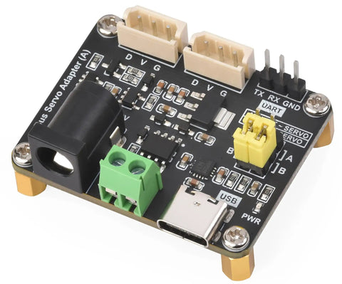 Serial Bus Servo Driver Board With Integrated Power Supply And Control Circuit For ST And SC Serial Bus Servos, showing connectors