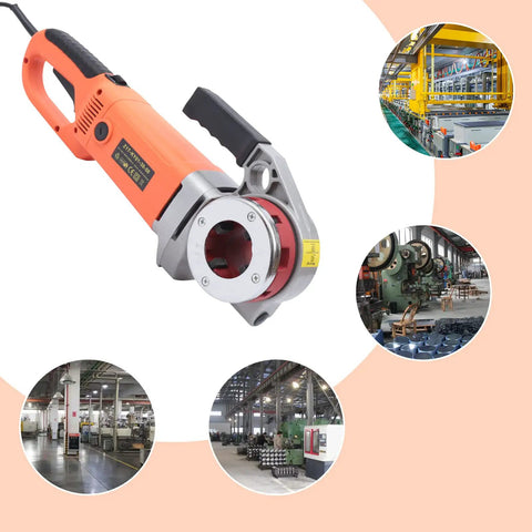 Heavy Duty 2300W Electric Pipe Threader With Slick Ergonomic Handle for steel pipes, featuring a rugged design.