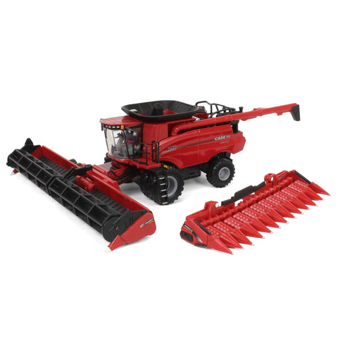 1/64 Axial-Flow 8260 Combine Diecast Model with Folding 4412F Corn Head and 40Ft Draper Head displayed separately