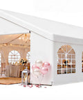 20x40 Foot Party Tent Canopy With Waterproof Top Removable Sidewalls Roll Up Door And Heavy Duty Steel Frame For Outdoor Weddings BBQs Birthday Parties And Camping White, front view