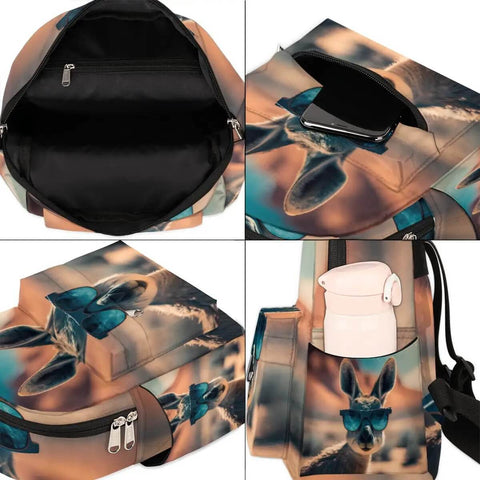 Mini Backpack Purse For Women With Adjustable Straps, Cute Daypack Carryall For Travel, Work Or School, showing interior and kangaroo print pocket