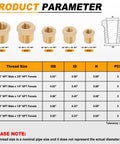 Diagram of Must Have Brass Hex Bushing Kit 25 Pcs Fittings NPT Reducers with sizes and specifications.