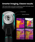 TR20 Pro Dual Lens Thermal Imaging Camera showing IR and visual camera features with imaging modes and results.
