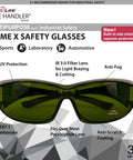 Built Tough Kickass IR3 Welding Safety Glasses With Anti Fog And Anti Scratch Wrap Around Lenses UV Shield Flexible Fit ANSI Z87 Certified Smooth Vision For Daily Grind Case Of 144 Units, green lenses with anti-fog and side shields.