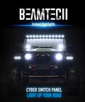 Front view of vehicle with Beamtech lights featuring 8 Gang RGB Switch Panel With Multi Function On Off Memory Dimmer Pulse Toggle.