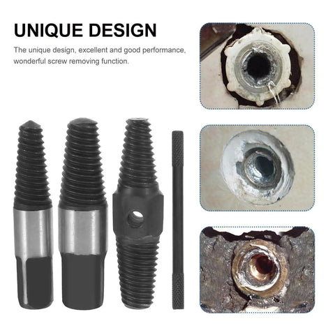 Heavy Duty Carbon Steel Broken Screw Extractor Kit That Slays Jammed Bolts For Faucets And Pipes, Simple To Operate Tool For Quick Pipe Fix Without Drilling, carbon steel set for rusted bolt removal