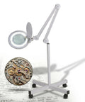 Premium 10X Magnifying Lamp With 6500K LED Light, Adjustable Arm, Rolling Base, Crystal Clear Glass Lens, close-up view