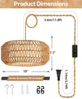 18 Inch Plug in Pendant Light, Boho Hanging Lamp with 15.7FT Light Cord showing dimensions and included screw accessory kit.