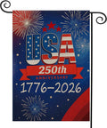 250th Anniversary USA Garden Flag Outdoor Double Sided Fireworks Design 1776 2026 All American Patriotic Yard Decor 12x18 Inch Waterproof Burlap Flag For Outdoor Use And Holiday Celebrations