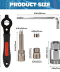 Versatile Bike Crank Puller Tool components with wrench, L-shaped hex key, and puller parts, shown with size dimensions.