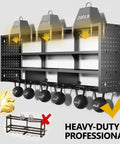 49 Inch Wide Heavy Duty Power Tool Organizer Wall Mount, 4 Tier Drill And Tool Rack With 12 Drill Holders, Garage Workshop Storage