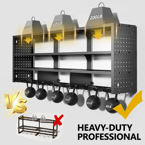 49 Inch Wide Heavy Duty Power Tool Organizer Wall Mount, 4 Tier Drill And Tool Rack With 12 Drill Holders, Garage Workshop Storage