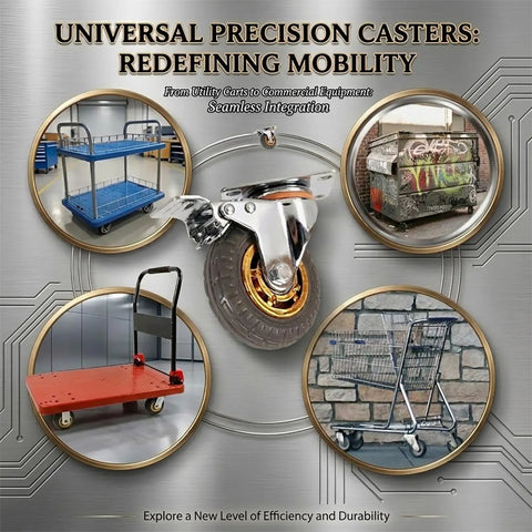 Universal Precision Casters, showcasing 3 Inch Heavy Duty Caster Wheels Set Of Four, Premium Rubber Casters with Total Lock Brakes.