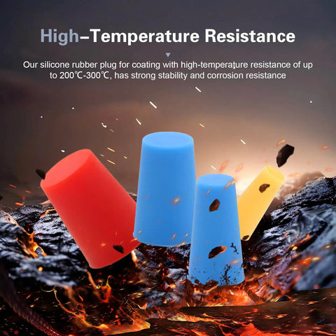 Grab This Awesome 110 Piece Silicone Plug Kit With Eight Diverse Sizes And Super Cool Colors For Painting, Powder Coating, And High Heat Protection That Truly Slaps. High-temperature silicone plugs in red, blue, and yellow for powder coating