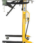 Heavy Duty Steel Drum Lifter Rotator Transporter with pivoting legs and smooth rolling casters for 55 gallon barrels.