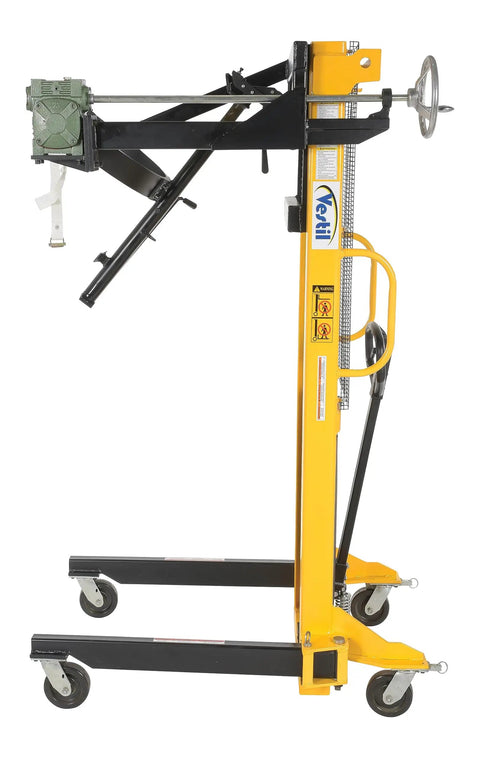 Heavy Duty Steel Drum Lifter Rotator Transporter with pivoting legs and smooth rolling casters for 55 gallon barrels.