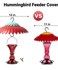 Hummingbird Weather Dome Rain Cover with built-in moat for 11 inch backyard bird feeders, red flower dome attracts hummingbirds.