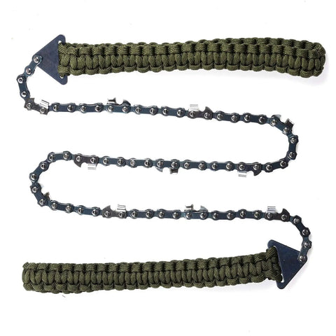 Pocket Chainsaw With Paracord Handle Folding Chain Saw For Camping Hiking Hunting Emergency Outdoor Survival Gear 24 Inch Long 11 Teeth Army Green