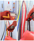 12kV Electrical Gloves Size 10 Thick 1.8mm Rubber Insulated Safety Gear for Electricians Red in use with electrical equipment