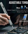 Upgraded Electric Screwdriver Kit With 144 Magnetic Bits, 5 Torque Settings Up To 0.7 Nm used on electronics