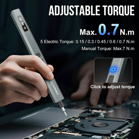 Upgraded Electric Screwdriver Kit With 144 Magnetic Bits, 5 Torque Settings Up To 0.7 Nm used on electronics