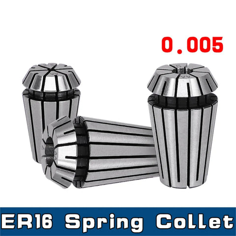 Top Tier Er16 Spring Collet Chuck For Cnc Engraving Machine 9Mm 0.005mm precision grip shown in three angles with detail.