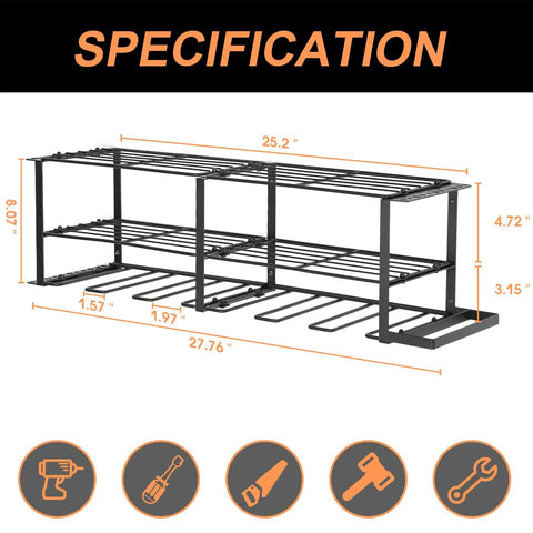 Specifications of Power Tool Organizer With Six Drill Holders Wall Mounted Heavy Duty Metal Tool Rack Garage Storage Shelf