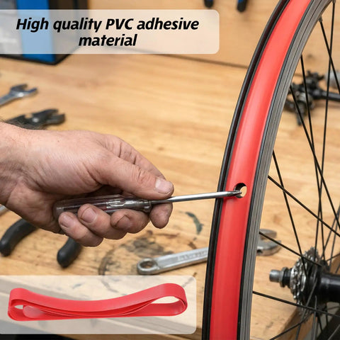 Red 26 Inch Bicycle Rim Tape 4 Pack Elastic PVC Nylon Rim Strips Protect Inner Tube From Spoke Holes And Sharp Edges High Pressure Puncture Resistant Wheel Liner For Mountain And Road Bikes installation