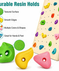 32 Piece Rock Climbing Holds Set With Mounting Hardware And Hex Wrench, durable resin holds on wooden climbing wall