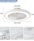 Dimensions and details of Low Profile Ceiling Fan With Lights Remote Control 19 Inch Enclosed LED Fan For Bedroom And Living Room
