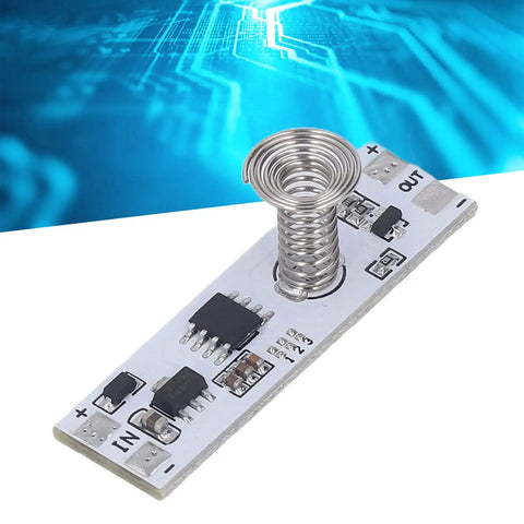 8-Channel Capacitive Touch LED Dimmer Panel Module, circuit board close-up, sleek, modern, for cabinets and under-cabinet lighting