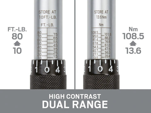 3/8 Inch Drive Micrometer Torque Wrench With Audible Click For Precise Tightening 10 80 Ft Lb Range high contrast dual scale