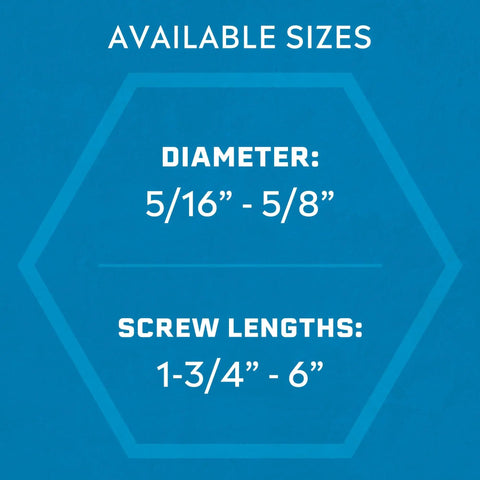 Heavy-Duty Hex Head Concrete Anchors 5/16 X 2-1/4 Inch, 15 Pack available in various sizes