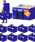 Eight Pack Heavy Duty Moving Bags with Backpack Straps and Carry Handles 93 L 25 Gallon Foldable Storage Totes Blue