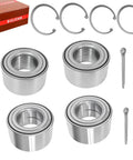 Four Pack Front And Rear Wheel Bearings For Atv Utv Compatible With Ace Ranger Sportsman And Hawkeye Models in silver with grease seals.
