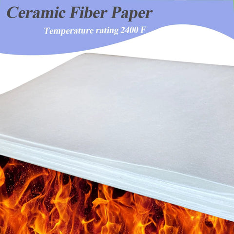 Ceramic fiber paper sheets, white, high-temperature insulation, 24 x 33 in, 0.08 in thick, 3-pack