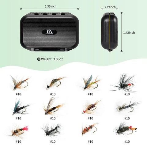 All-In-One Fly Fishing Starter Kit With 5 Weight 9 Ft 4-Piece Rod, Aluminum Large Arbor Reel Preloaded With Line Backing And Leaders, 12 Hand-Tied Flies In Waterproof Box
